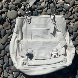 Whithe leather Coach Handbag